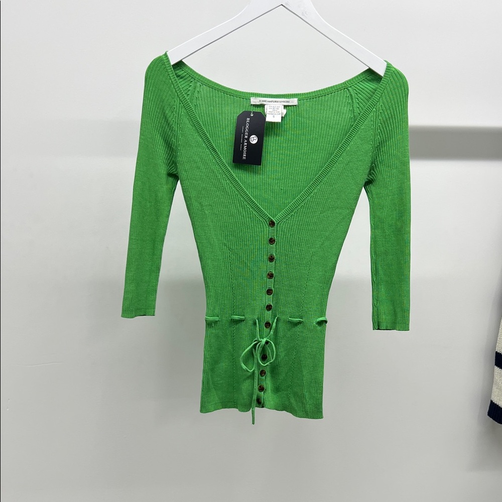 Diane Von Furstenberg Green Knit Cardigan